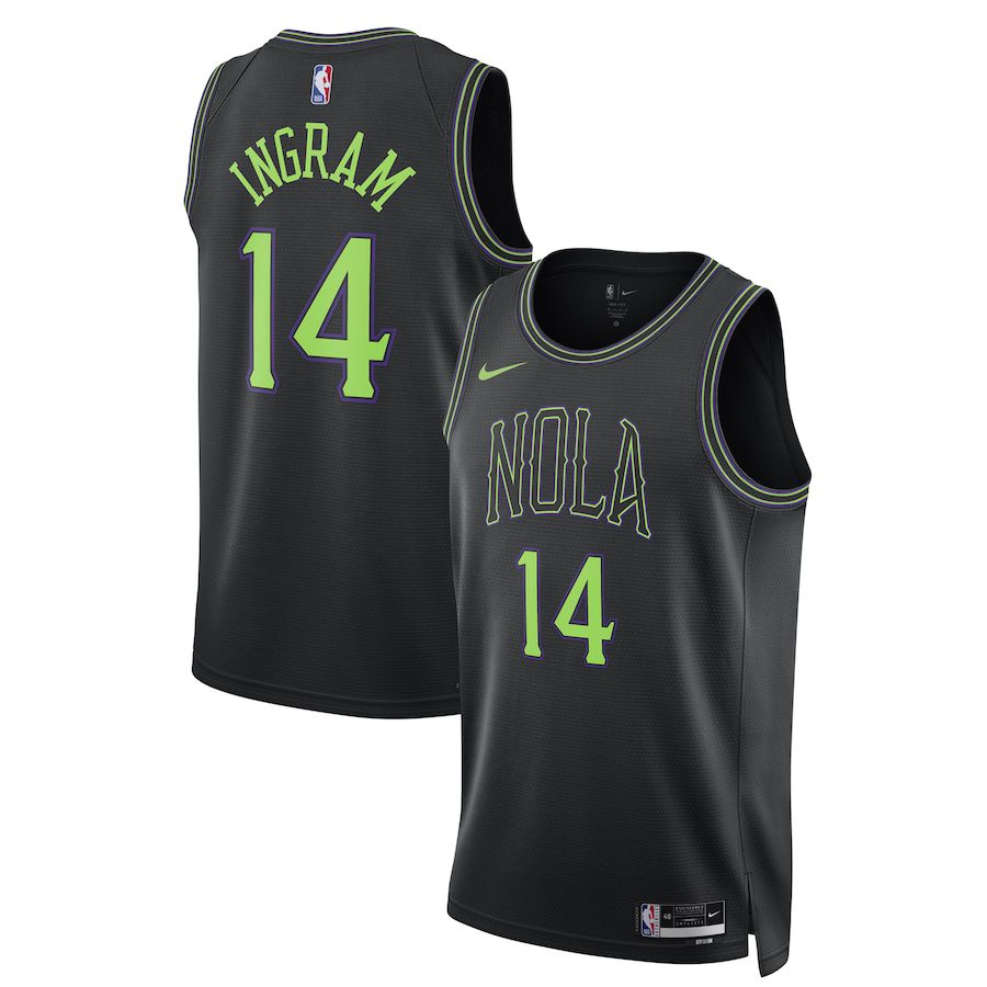 Men New Orleans Pelicans #14 Brandon Ingram Nike Black City Edition 2023-24 Swingman NBA Jersey->new orleans pelicans->NBA Jersey